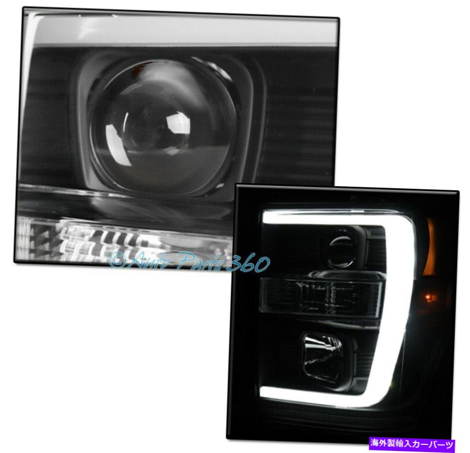 USヘッドライト 08-10フォードスーパーデューティLEDブラックプロジェクターヘッドライトランプW / BLUE DRL信号 FOR 08-10 FORD SUPER DUTY LED BLACK PROJECTOR HEADLIGHTS LAMPS W/BLUE DRL SIGNAL【並行輸入品】