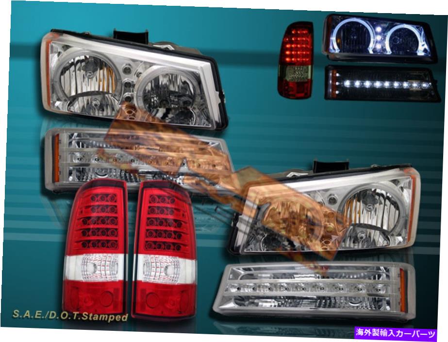 USヘッドライト 03-06 Chevy Silverado LED Haloヘッドライト+ LEDバンパーライト+テールライトレッド 03-06 CHEVY SILVERADO LED HALO HEADLIGHTS + LED BUMPER LIGHTS + TAIL LIGHTS RED【並行輸入品】｜Us Custom Parts Shop USDM