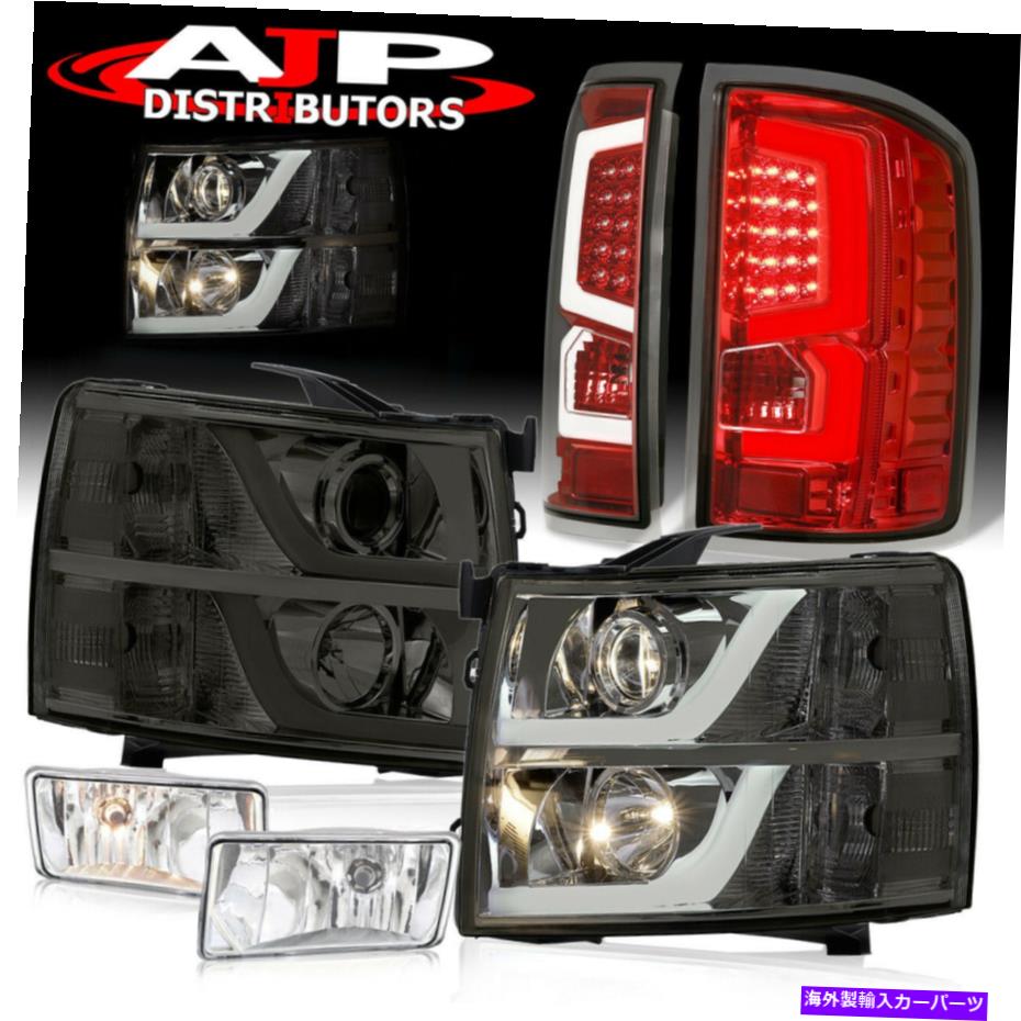 USヘッドライト プロジェクタースモークヘッドライト赤クリアテールランプ+ 2007-2013 Silveradoのための霧 Projector Smoke Head Lights Red Clear Tail Lamps + Fogs For 2007-2013 Silverado【並行輸入品】