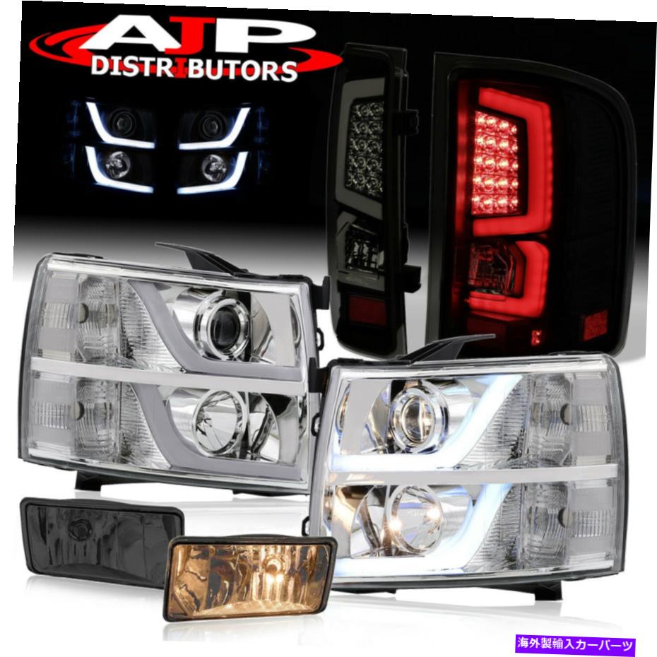 USヘッドライト プロジェクターヘッドライトBLKスモークテールランプ+ 2007-2013 Silveradoのための煙霧 Projector Head Lights Blk Smoked Tail Lamps + Smoke Fogs For 2007-2013 Silverado【並行輸入品】