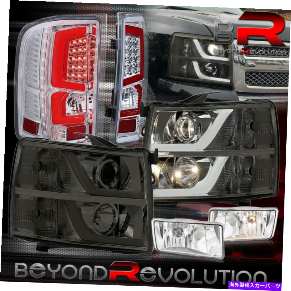 USヘッドライト 2007-2013 Silveradoスモークヘッドライトアセンブリクロームテールライト+クリアフォグ For 2007-2013 Silverado Smoked Headlights Assembly Chrome Tail Lights +Clear Fog【並行輸入品】
