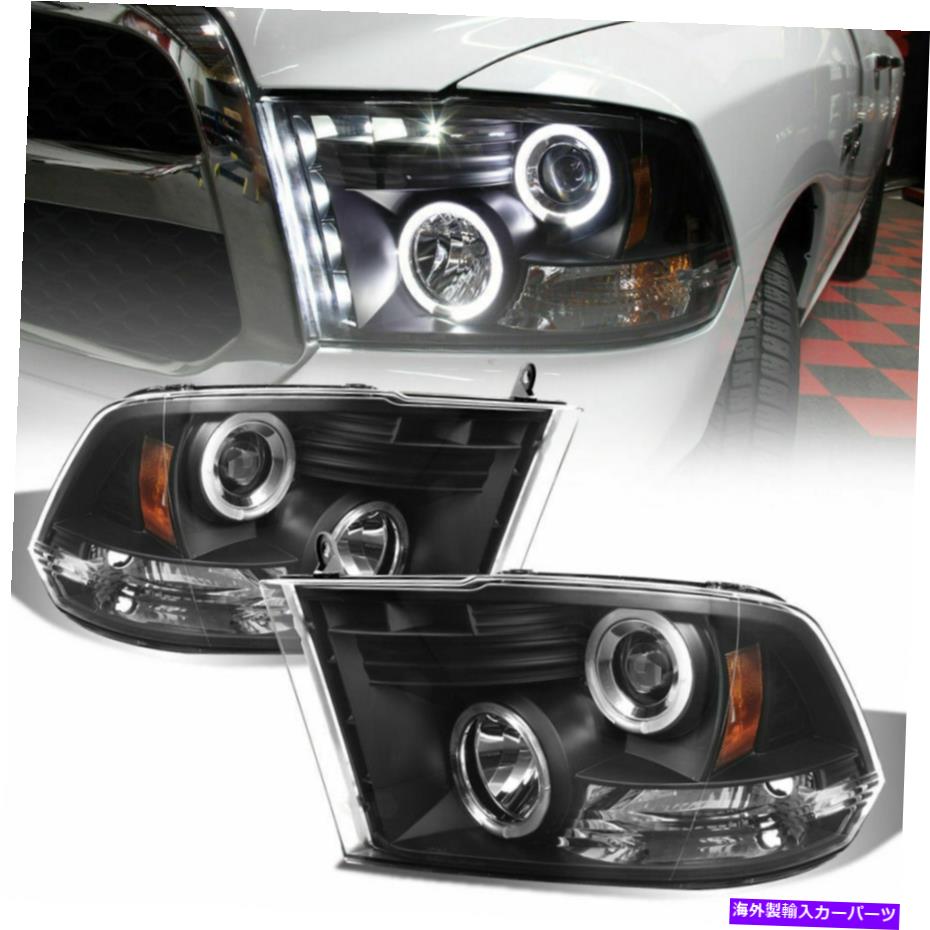 USヘッドライト 2009-2018 Dodge RAM 1500/2500/3500黒LED Haloプロジェクターヘッドライトセット For 2009-2018 Dodge Ram 1500/2500/3500 Black LED HALO Projector HeadLights set【並行輸入品】