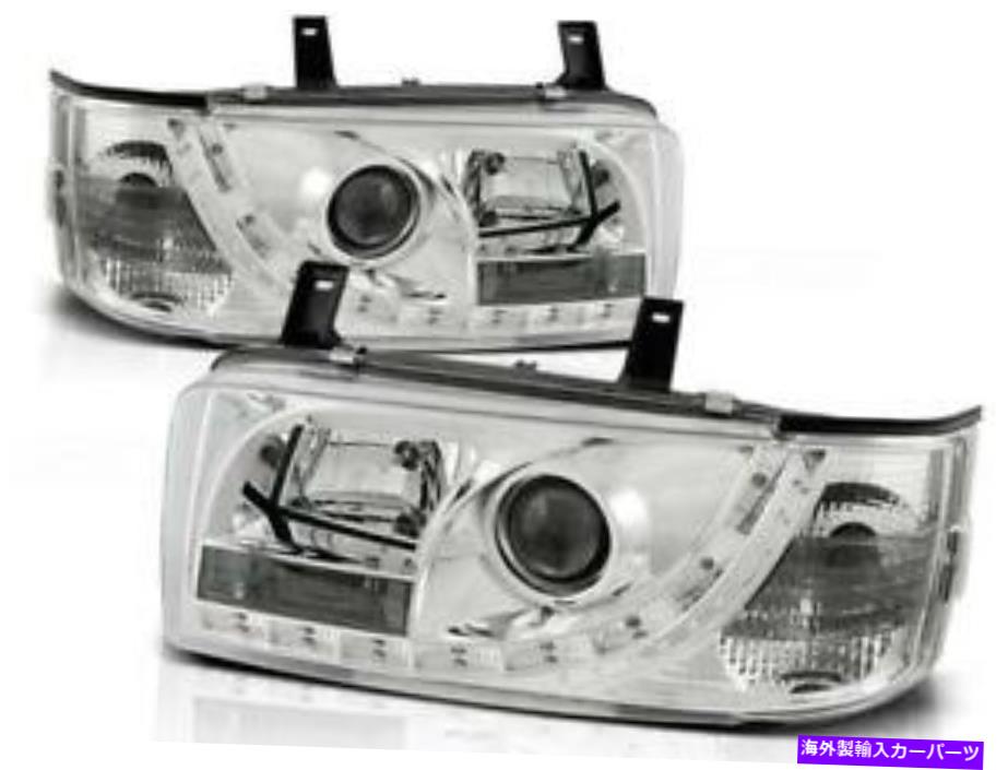 USヘッドライト vw t4 90-03のためのLED DRL昼間のランニングライトが付いているクロム仕上げヘッドライト Chrome finish Headlights with LED DRL daytime running Lights for VW T4 90-03【並行輸入品】