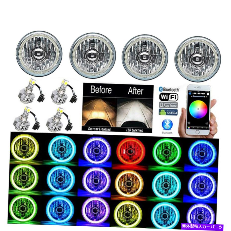 USヘッドライト 5-3 / 4 Bluetooth携帯電話SMD色変更Halo Angel Eye LED 6Kヘッドライトセット 5-3/4 Bluetooth Cell Phone SMD Color Change Halo Angel Eye LED 6k Headlights Set【並行輸入品】
