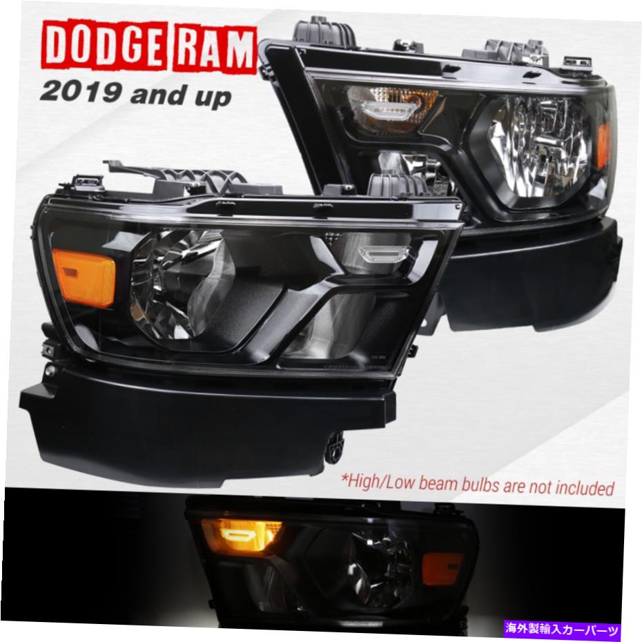 USヘッドライト 2019-2020 RAM 1500リフレクターヘッドライトアセンブリLED研磨ブラック For 2019-2020 Ram 1500 Reflector Headlights Assembly LED Polished Black【並行輸入品】