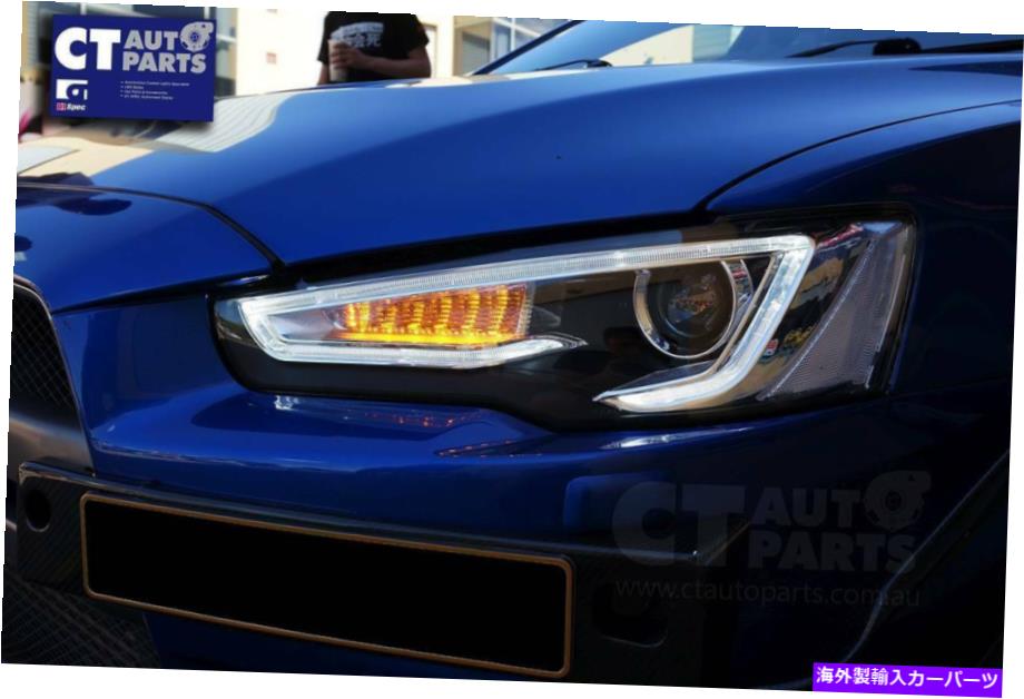 USヘッドライト 3DネオンLED DRLバープロジェクターヘッドライトMitsubishi Lancer CJ EVO X 3D Neon LED DRL Bar Projector Head Lights for 07-17 Mitsubishi Lancer CJ EVO X【並行輸入品】