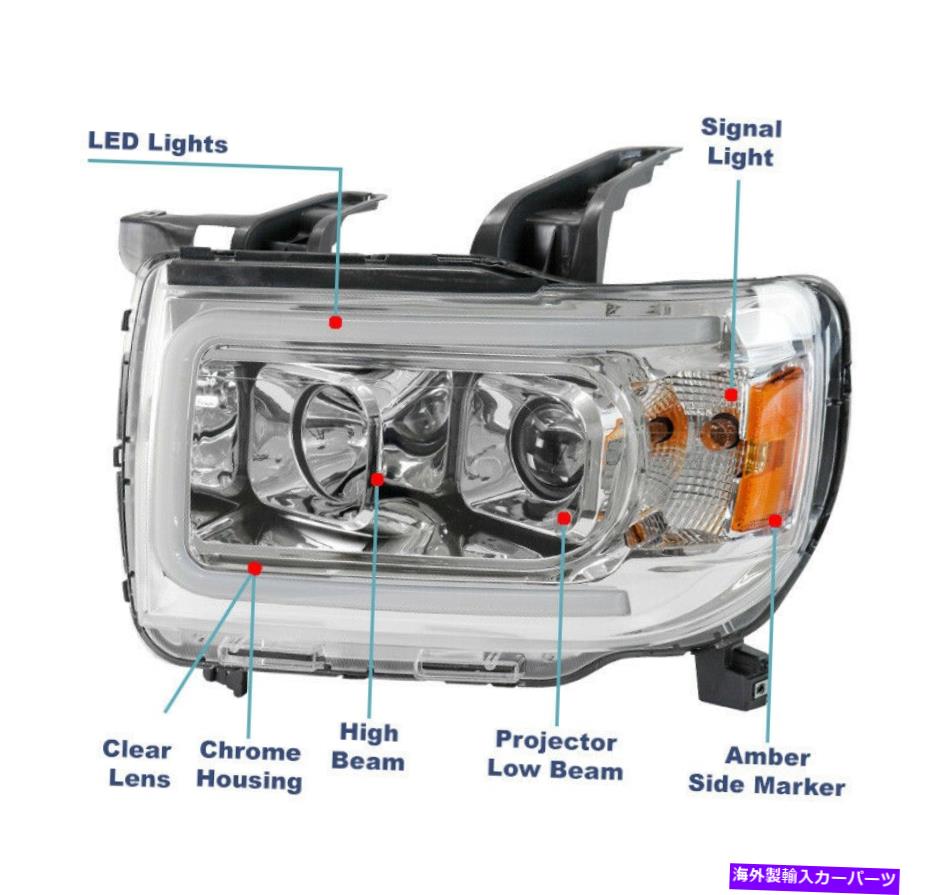 USヘッドライト 15 16 17 18 GMCキャニオンデナリLEDチューブプロジェクターヘッドライトランプクロム For 15 16 17 18 19 GMC Canyon Denali LED Tube Projector Headlights Lamps Chrome【並行輸入品】 85,826円