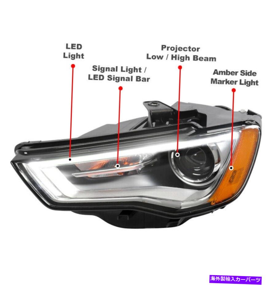 USヘッドライト 15-16 Audi A3 S3 HID / Non-AFS LEDプロジェクターヘッドライトランプクロームドライバーLH For 15-16 Audi A3 S3 HID/Non-AFS LED Projector Headlight Lamp Chrome Driver LH【並行輸入品】