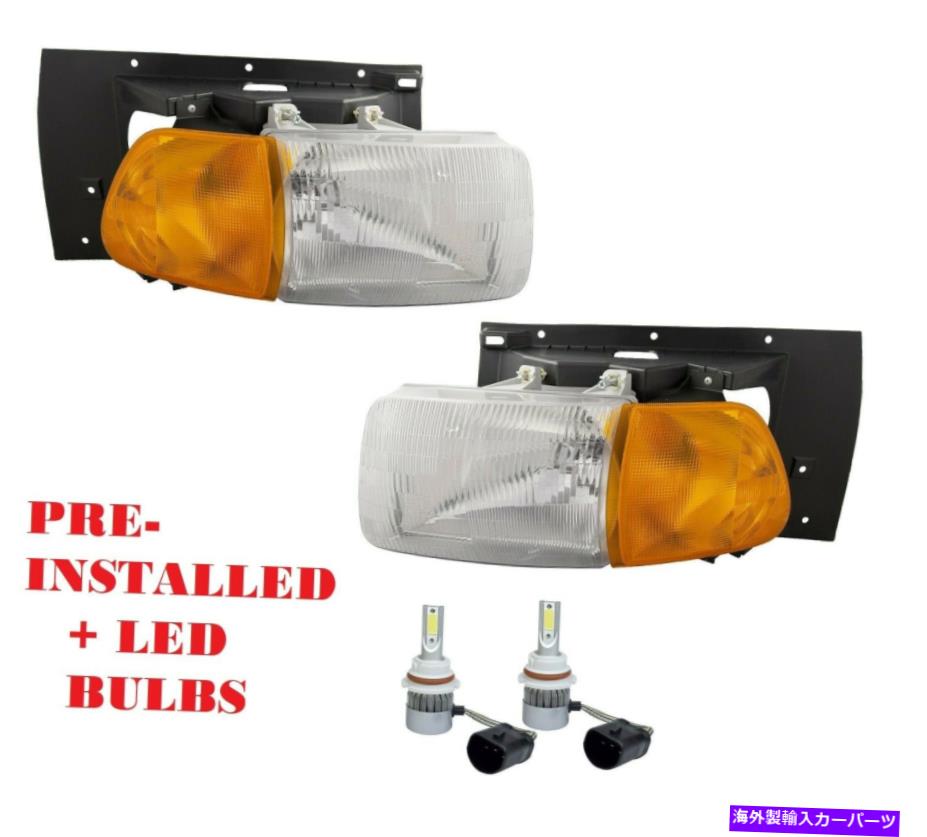 USヘッドライト Sterling Truck 9500 2008 2009 2009ヘッドライトヘッドランプライトW / LED電球ペア STERLING TRUCK 9500 8500 2008 2009 HEADLIGHTS HEAD LAMPS LIGHTS W/LED BULBS PAIR【並行輸入品】