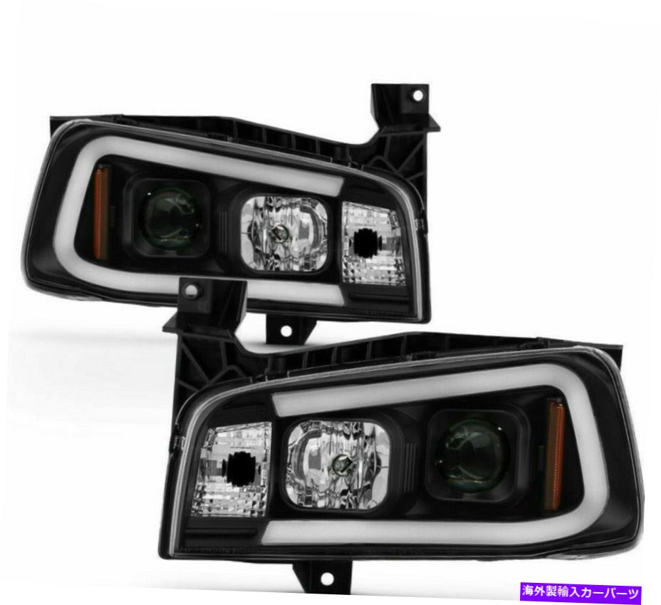 USヘッドライト 2006-2010 Dodge Charger Black LEDチューブヘッドライトヘッドランプ右+左セット For 2006-2010 Dodge Charger Black LED TUBE HeadLights HeadLamps Right+Left set【並行輸入品】