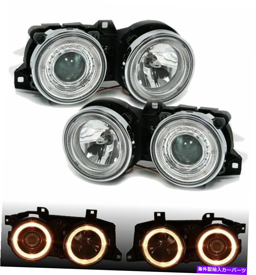 USヘッドライト クリアクロームルックAngelの目のヘッドライトはBMW E30 3シリーズ11/1982 - 10/199 CLEAR CHROME LOOK ANGEL EYE HEADLIGHTS for BMW E30 3 SERIES 11/1982 - 10/1994【並行輸入品】