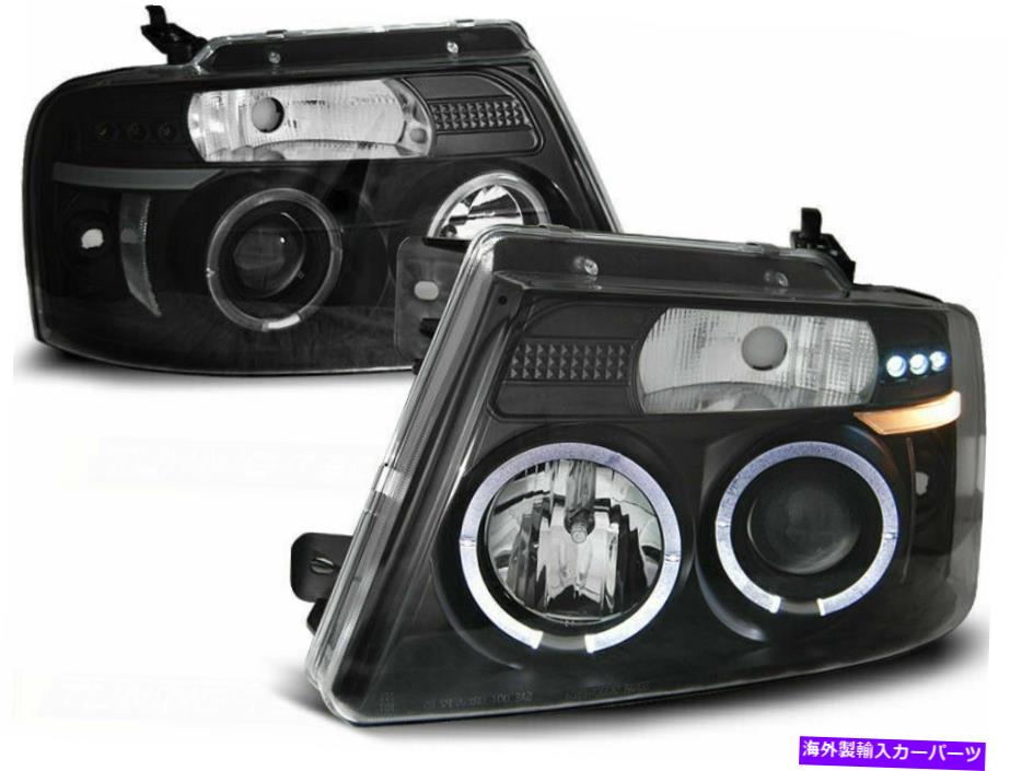 USヘッドライト Angel Eyes Headlight Halo for ford f150 04-08黒のクリアフィニッシュ Angel Eyes headlight HALO FOR Ford F150 04-08 in black clear finish【並行輸入品】