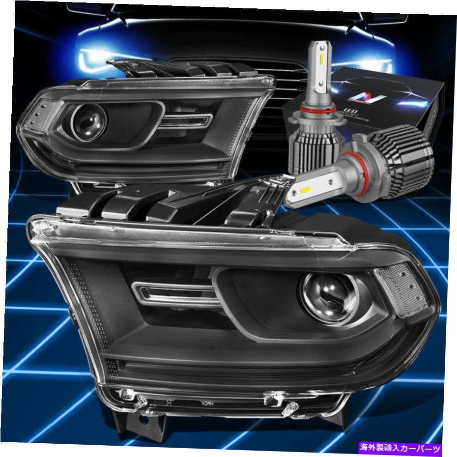 USヘッドライト FIT 2014-2020 Dodge Durango LEDサイドプロジェクターヒアギトライトW / LEDキット+ファンブラック Fit 2014-2020 Dodge Durango LED Side Projector Heaglights W/LED Kit+ Fan Black【並行輸入品】