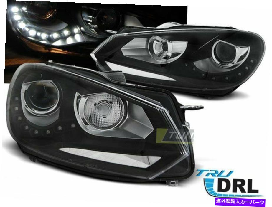 USヘッドライト ヘッドライトLED DRLはVWゴルフ6 VI 08-12日光ブラックWW Freeship US L Headlights LED DRL Inside for VW GOLF 6 VI 08-12 Daylight Black WW FreeShip US L【並行輸入品】