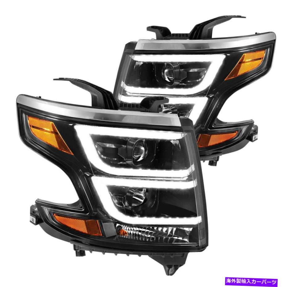 USヘッドライト Chevy Tahoe 2015-2020 CGブラックLED DRLバープロジェクターヘッドライト For Chevy Tahoe 2015-2020 CG Black LED DRL Bar Projector Headlights【並行輸入品】
