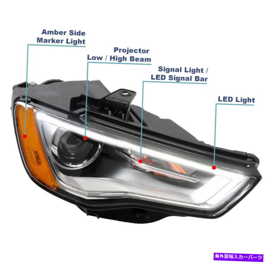 USヘッドライト 2015-2016 Audi A3 S3 HID / Non-AFS LEDプロジェクターヘッドライトクローム旅客RH For 2015-2016 Audi A3 S3 HID/Non-AFS LED Projector Headlight Chrome Passenger RH【並行輸入品】