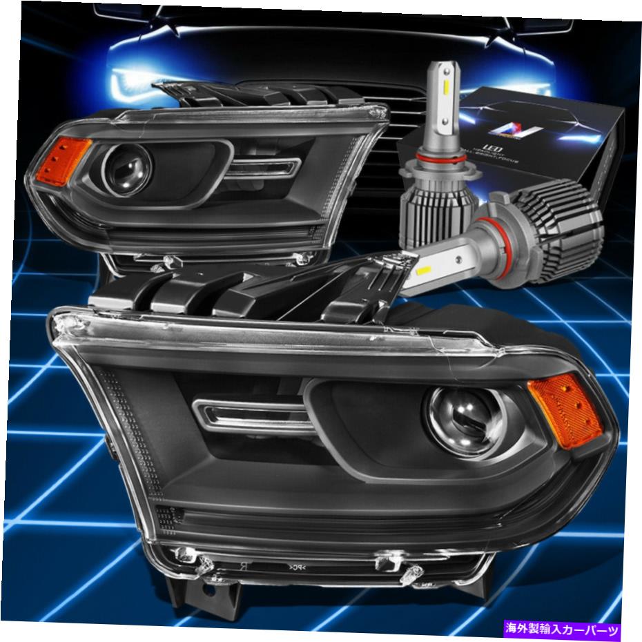 USヘッドライト FIT 2014-2020 Dodge Durango LEDサイドプロジェクターHeaglight W / LEDキット+ファンブラック Fit 2014-2020 Dodge Durango LED Side Projector Heaglight W/LED Kit+ Fan Black【並行輸入品】