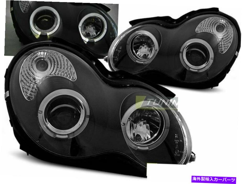 USヘッドライト メルセデスW203 C-Class 00-04 Halo Rims Black CA LPME34 XINのヘッドライトのペア Pair of Headlights for Mercedes W203 C-CLASS 00-04 Halo Rims Black CA LPME34 XIN【並行輸入品】