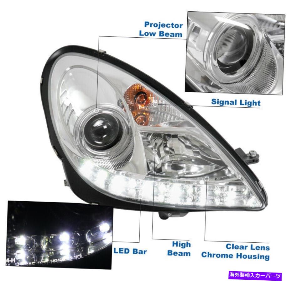 USヘッドライト 05-11 Mercedes-Benz R171 SLK [HID] LED Chrome ProjectorヘッドライトW / Blue DRL For 05-11 Mercedes-Benz R171 SLK [HID] LED Chrome Projector Headlight w/Blue DRL【並行輸入品】