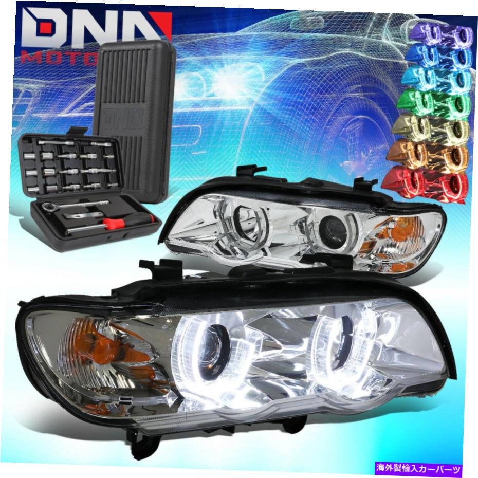 USヘッドライト 2000-2003 BMW X 5 7-Colyster LED U-Haloプロジェクターヘッドライト+ツールクロム FOR 2000-2003 BMW X5 7-COLOR CRYSTAL LED U-HALO PROJECTOR HEADLIGHT+TOOLS CHROME【並行輸入品】
