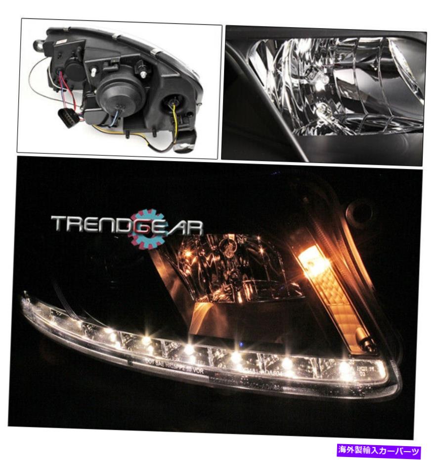 USヘッドライト 2003-2009メルセデスベンツCLK W209ハローブラックプロジェクターヘッドライトw /青のDRL LED 2003-2009 MERCEDES-BENZ CLK W209 HALO BLACK PROJECTOR HEAD LIGHTS W/BLUE DRL LED【並行輸入品】