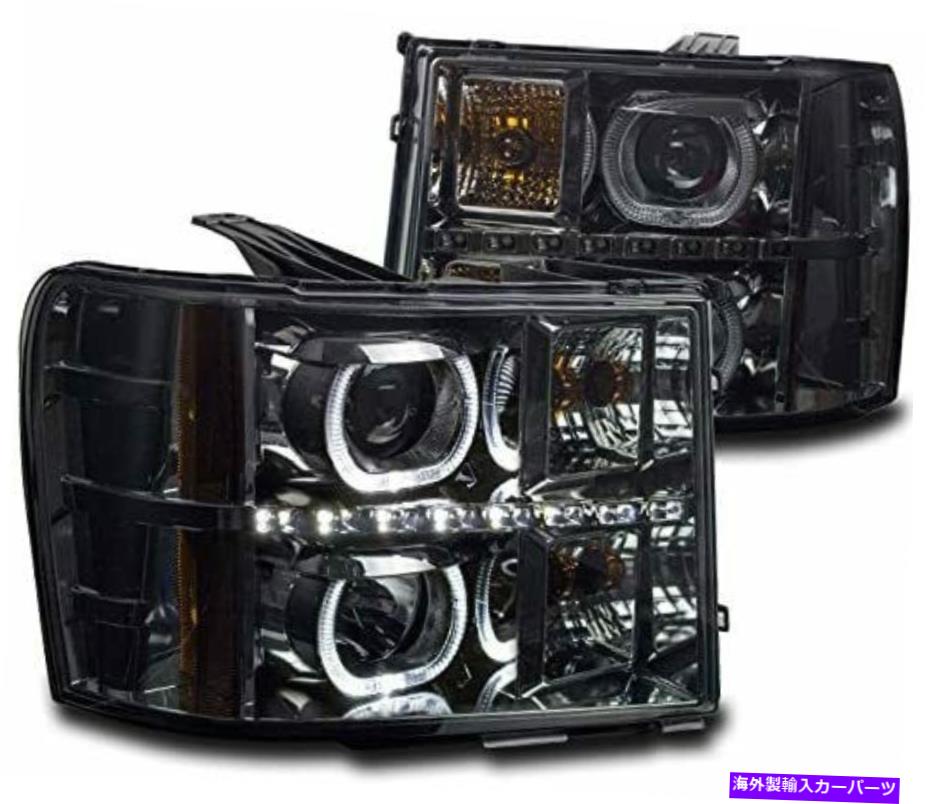 USヘッドライト 2007-2014 GMC Sierra 1500/2500/3500のための喫煙LEDプロジェクターヘッドライトセットペア For 2007-2014 GMC Sierra 1500/2500/3500 Smoked LED Projector HeadLights Set Pair【並行輸入品】|Us Custom Parts Shop USDM