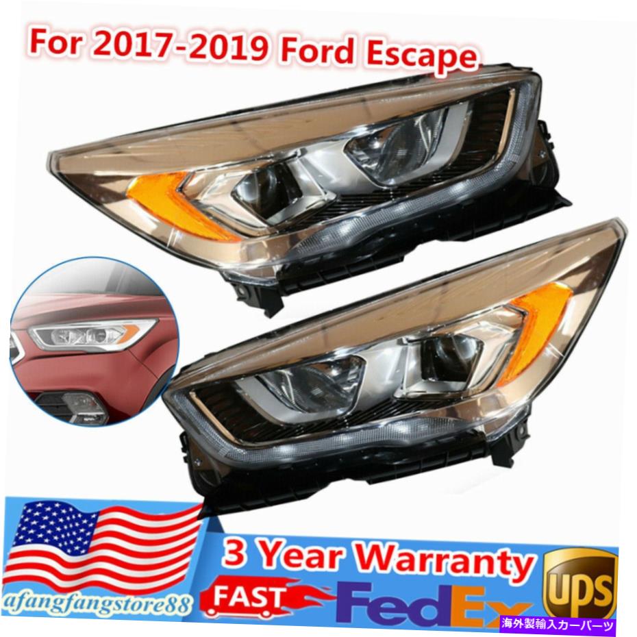 USヘッドライト フィット2017-2019フォードエスケープSE SE SEL 2ピースハロゲンヘッドライトヘッドランプ左+右 Fits 2017-2019 Ford Escape SE SEL 2pcs Halogen Headlights Headlamps Left + Right【並行輸入品】