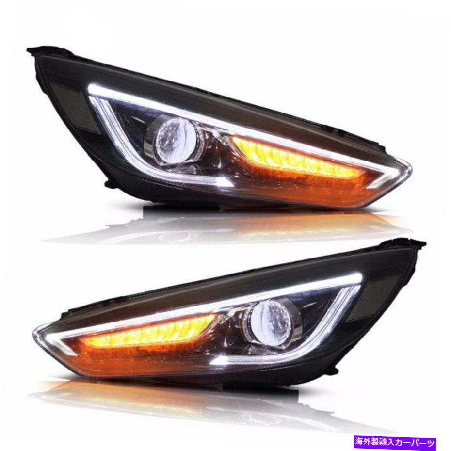 USヘッドライト 2ピースのヘッドライトフォーラムフォーカス2015-17バイキセノンレンズプロジェクターLED DRL 2Pcs Headlights assembly For Ford Focus 2015-17 Bi-xenon Lens Projector LED DRL【並行輸入品】