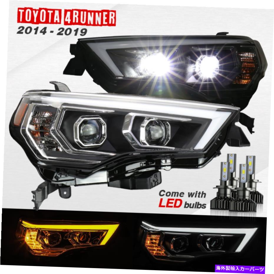 USヘッドライト 14-18トヨタ4ランナーブラックプロジェクターヘッドライトアセンブリシーケンスシグナル＆H7 LED 14-18 Toyota 4Runner Black Projector Headlight Assembly Sequence-Signal w/H7 LED【並行輸入品】