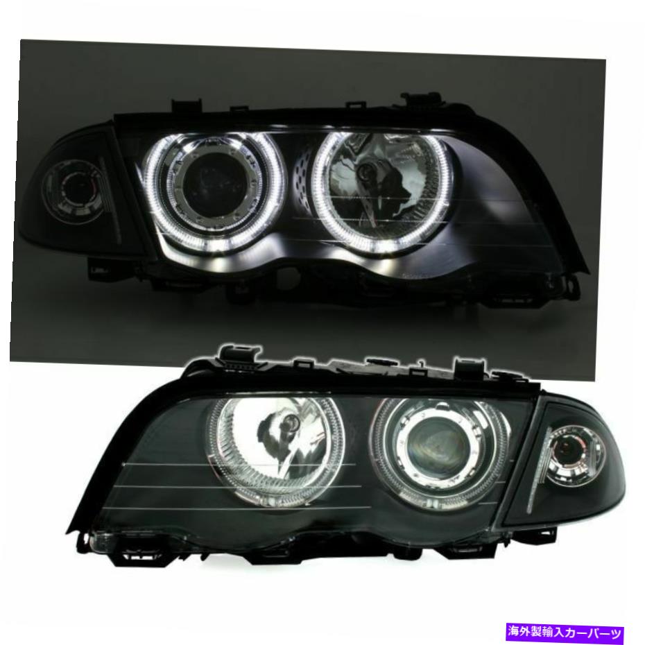 USヘッドライト フロントヘッドライト（エンジェルアイ）BMW E46 - ブラック Front headlights (Angel Eyes) for BMW E46 - black【並行輸入品】