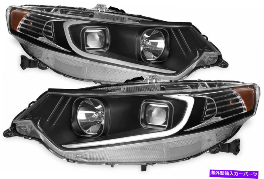USヘッドライト 2009年2014年Acura TSXブラックLEDチューブヘッドライトヘッドランプRH LHセットペア For 2009 2014 Acura TSX Black LED TUBE HeadLights HeadLamps RH LH set pair【並行輸入品】｜Us Custom Parts Shop USDM