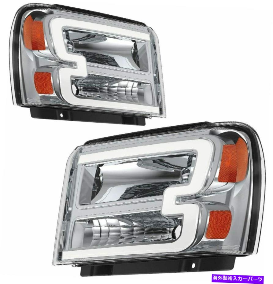 USヘッドライト 05-07フォードF-350 450 550スーパーデューティLED DRLヘッドライトヘッドランプクロームペア For 05-07 Ford F-350 450 550 Super Duty LED DRL HeadLights HeadLamps Chrome Pair【並行輸入品】