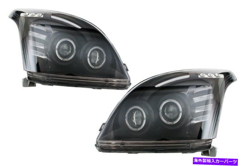 USヘッドライト Toyota Land Cruiser FJ120（2003-2008）のための天使の目のヘッドライト Angel Eye Headlights for TOYOTA Land Cruiser FJ120 (2003-2008) in Black finish【並行輸入品】