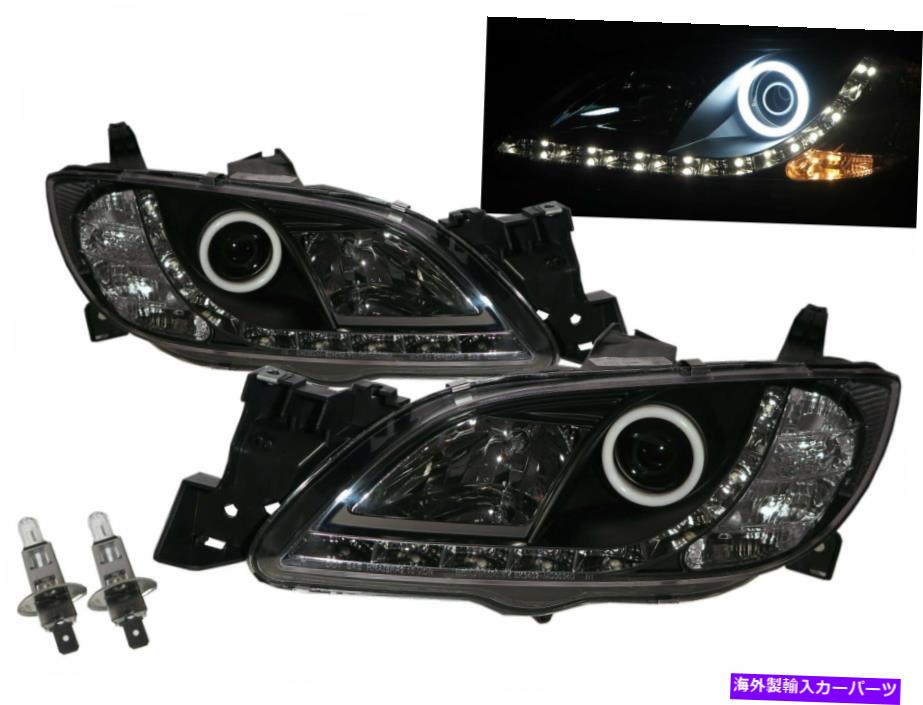 USヘッドライト マツダ3 / Axela BK MK1 03-09 4DコットンハロープロジェクターヘッドライトブラックマツダLHD Mazda3/Axela BK MK1 03-09 4D Cotton Halo Projector Headlight Black for MAZDA LHD【並行輸入品】