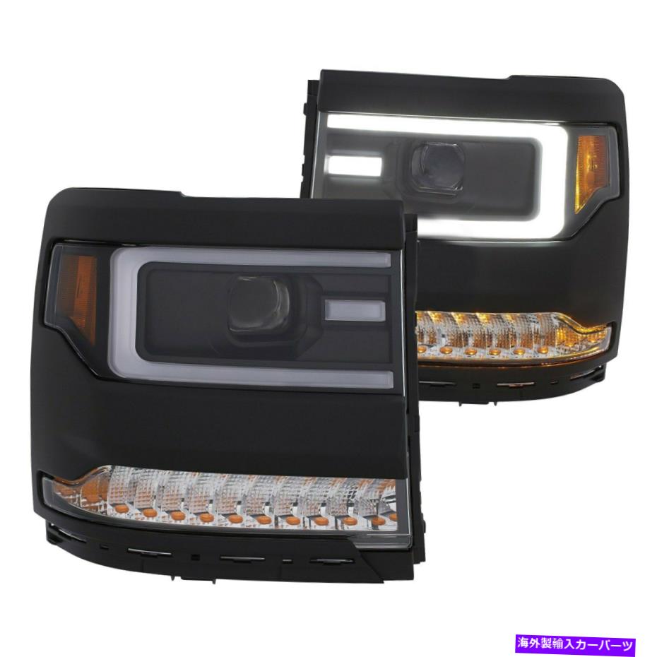 USヘッドライト Chevy Silverado 1500 16-18ヘッドライトブラックU-BARプロジェクターヘッドライトW LED For Chevy Silverado 1500 16-18 Headlights Black U-Bar Projector Headlights w LED【並行輸入品】