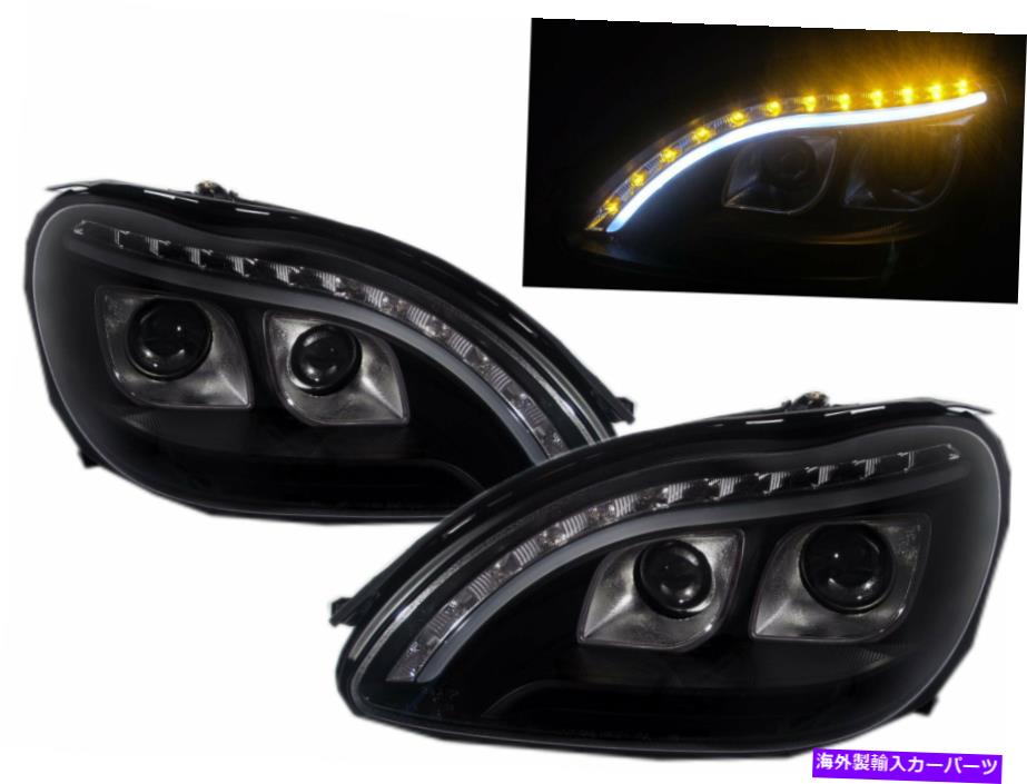 USヘッドライト Mercedes-Benz LHDのためのW220 1998-2005プロジェクターヘッドライトヘッドランプR8Lookブラック W220 1998-2005 Projector Headlight Headlamp R8Look BLACK for Mercedes-Benz LHD【並行輸入品】