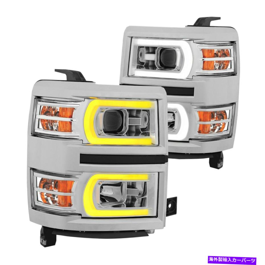 USヘッドライト Chevy Silverado 1500 14-15 ChromeスイッチバックLED U-BARプロジェクターヘッドライト For Chevy Silverado 1500 14-15 Chrome Switchback LED U-Bar Projector Headlights【並行輸入品】