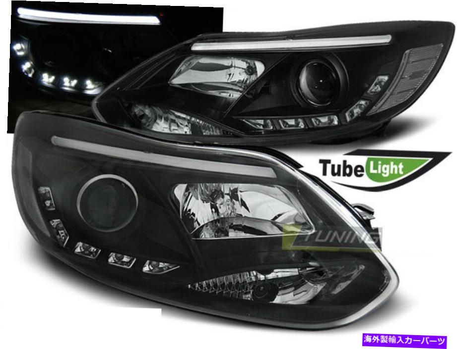 USヘッドライト フォードフォーカスMK3 III 3 DYBブラックFreeship US Headlights LED LTI LIGHT TUBE Inside Ford FOCUS MK3 III 3 DYB Black FreeShip US【並行輸入品】