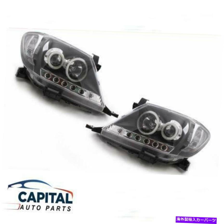 USヘッドライト ペアブラックパフォーマンスLED DRL HaloプロジェクターヘッドライトセットトヨタHILUX 05-11 Pair Black Performance LED DRL Halo Projector Headlights Set Toyota Hilux 05-11【並行輸入品】
