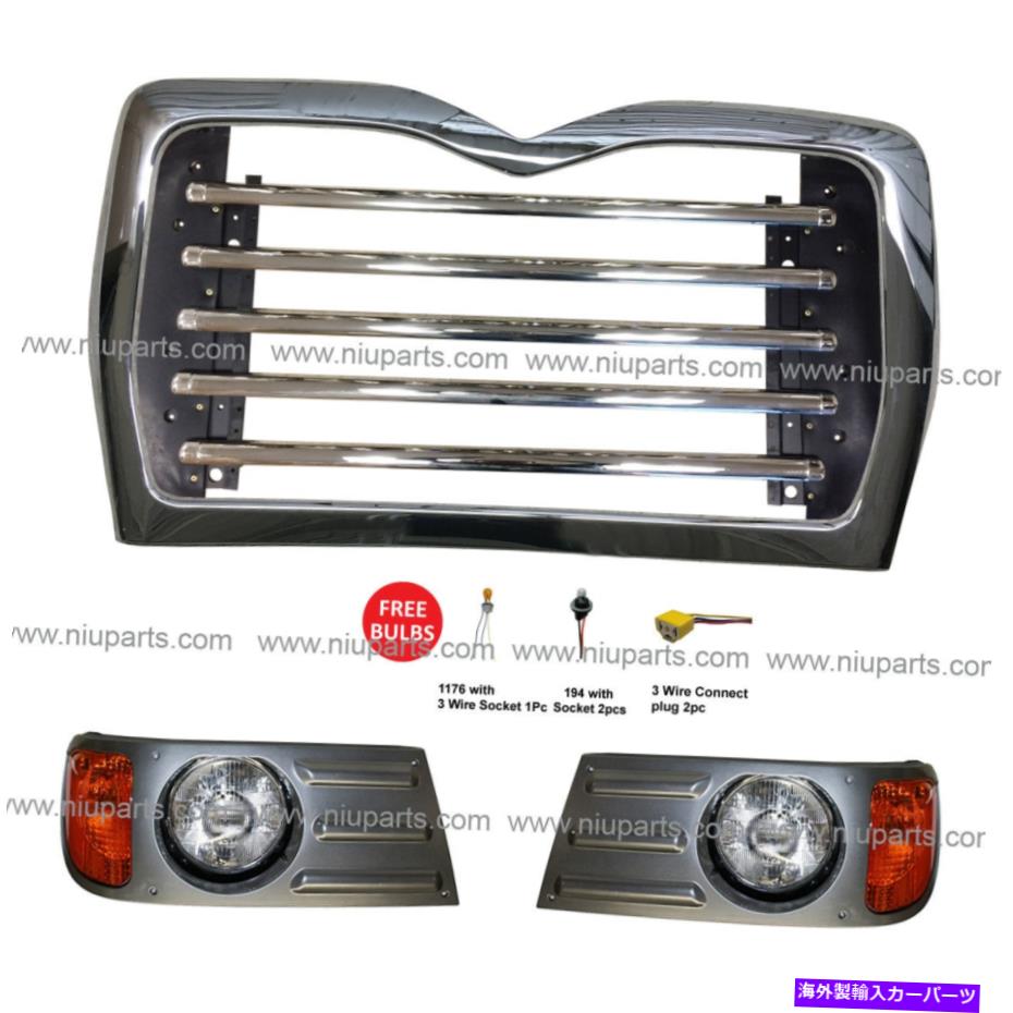 USヘッドライト GrilleサラウンドW /メタルグリルクローム&ヘッドライトグレーLH RH(FIT:MACK CV713) Grille Surround w/ Metal Grille Chrome & Headlight Gray LH RH (Fit: Mack CV713 )【並行輸入品】|Us Custom Parts Shop USDM