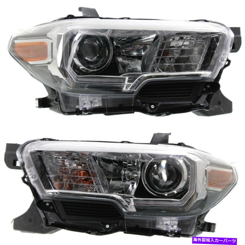 USヘッドライト 2016-2018トヨタタコマの左右の黒い住宅2PC Headlight Set For 2016-2018 Toyota Tacoma Left and Right Black Housing 2Pc【並行輸入品】
