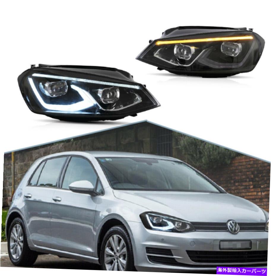 USヘッドライト 2014-2019フォルクスワーゲンゴルフMK7のセールフルLEDヘッドライトW /起動アニメーション Pair Full LED Headlights w/ Start-up Animation For 2014-2019 Volkswagen Golf MK7画像