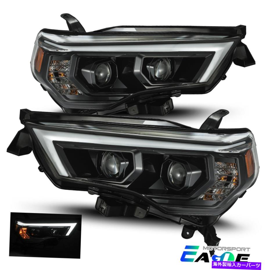 USヘッドライト FIT 2014-2020 4ランナー光沢のある黒プロジェクターLED DRL /信号ヘッドライトアセンブリ Fit 2014-2020 4Runner Glossy Black Projector LED DRL/Signal Headlights Assembly【並行輸入品】