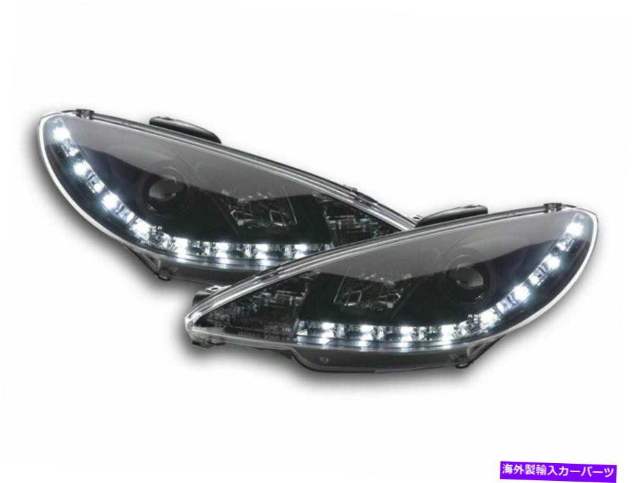 USヘッドライト Peugeot 206ブラックDRLヘッドライトデイタイムランニングライト1998-2006 PEUGEOT 206 BLACK DRL HEADLIGHTS DAYTIME RUNNING LIGHTS 1998-2006【並行輸入品】