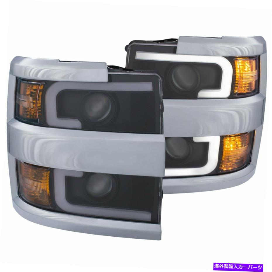 USヘッドライト 15-16シボレーSilverado 111359のためのAnzo板スタイルのプロジェクターのヘッドライトブラック ANZO Plank Style Projector Headlights Black For 15-16 Chevrolet Silverado 111359【並行輸入品】|Us Custom Parts Shop USDM