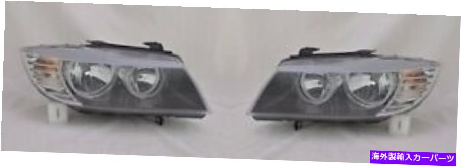 USヘッドライト 09-11 BMW 3シリーズセダン/ 09-12ワゴンの左右のヘッドライトペア Right and Left Side Headlight PAIR For 09-11 BMW 3 Series Sedan / 09-12 Wagon【並行輸入品】