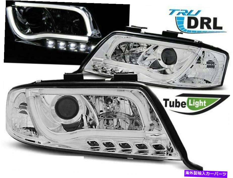 USヘッドライト Headlights LED DRL LTIライトチューブアウディA6 C5 4B 97-01 Chrome Freeship US Headlights LED DRL Inside LTI Light Tube AUDI A6 C5 4B 97-01 Chrome FreeShip US【並行輸入品】