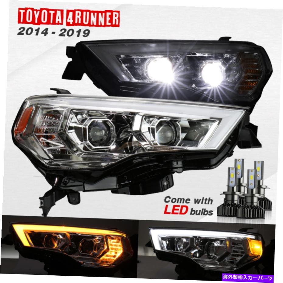 USヘッドライト 14-19トヨタ4RUNNER CHROMEプロジェクターヘッドライトアセンブリシーケンス信号W / H7 LED 14-19 Toyota 4Runner Chrome Projector Headlight Assembly SequenceSignal w/H7 LED【並行輸入品】
