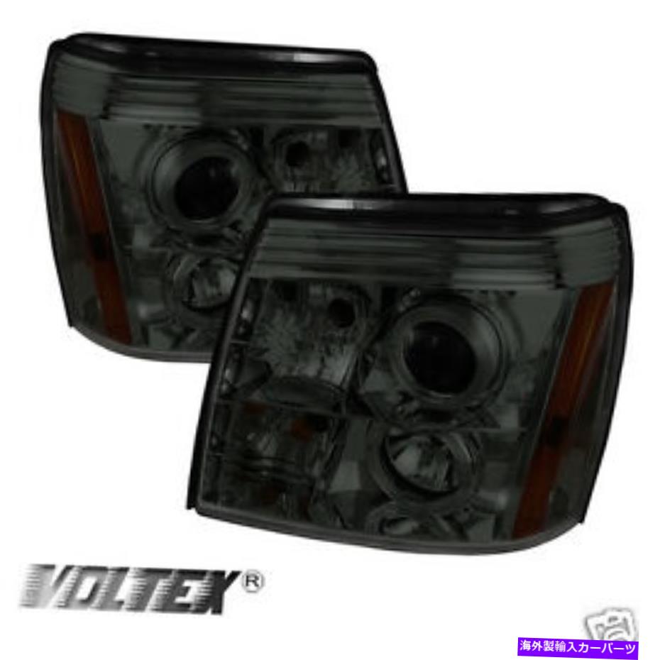 USヘッドライト 2002-2006キャデラックエスカレードDRLハローLEDプロジェクターヘッドライトライトバースモーク 2002-2006 CADILLAC ESCALADE DRL HALO LED PROJECTOR HEADLIGHTS LIGHTBAR SMOKE【並行輸入品】