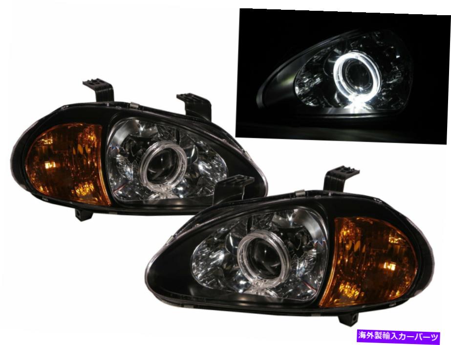 USヘッドライト Del Sol CRX 93-97ロードスターガイドLED HaloプロジェクターヘッドライトBK for Honda LHD DEL SOL CRX 93-97 Roadster Guide LED Halo Projector Headlight BK for HONDA LHD【並行輸入品】